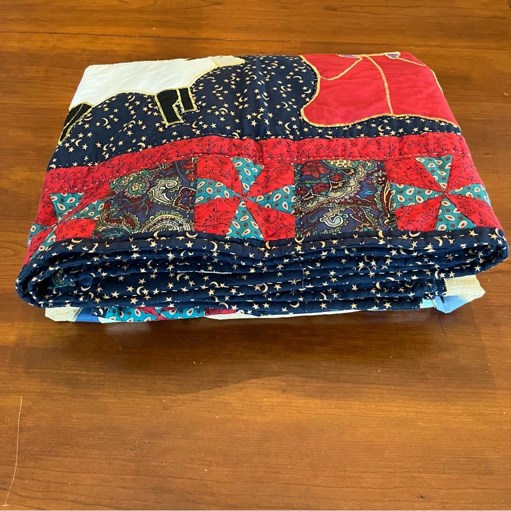 Handmade Nativity Scene Quilt Throw Christmas Holiday Decor Cotton Multicolor - Picture 12 of 12